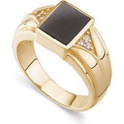 14K Yellow Gold Men's Genuine Onyx & Diamond Ringyellow 