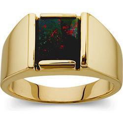 14K Yellow Gold Men's Genuine Bloodstone Ringyellow 