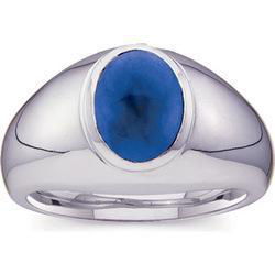 14K White Gold Men's Genuine Lapis Ringwhite 