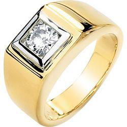 14K Yellow Gold Created Moissanite Men's Ringyellow 
