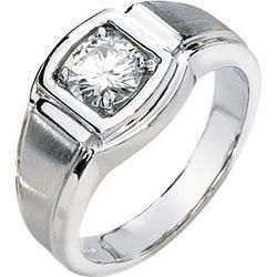 14K White Gold Created Moissanite Men's Ringwhite 