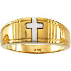 14K Two Tone Gold Cross Duo Band - Size 10two 