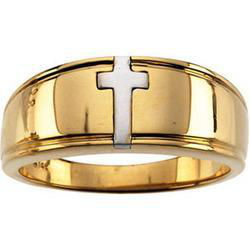 14K White Gold Cross Duo Band - Size 10white 