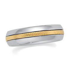 18K Yellow Gold & Stainless Steel Comfort Fit Bandyellow 