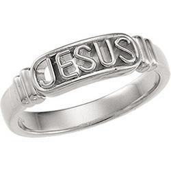 Sterling Silver In The Name Of Jesus Chastity Ring With Box - Size 10sterling 