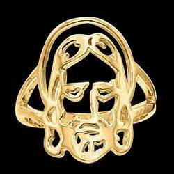 10K Yellow Gold Face Of Jesus Chastity Ring W/Box - Size 10yellow 