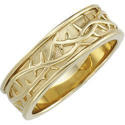 14K White Gold Duo Band With Thorn Designwhite 