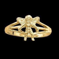14K Yellow Gold Angel Chastity Ring W/Box - Size 5yellow 