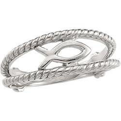 14K White Gold Fish Ring - Size 5gold 
