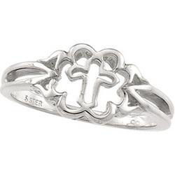 14K White Gold Cross Ring - Size 5white 