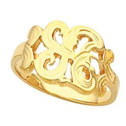 14K White Gold Initial Ringwhite 