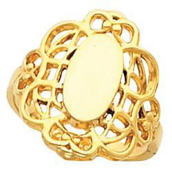 14K White Gold Signet With Filigree Design Ringwhite 