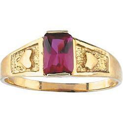 14K Yellow Gold Teen Rectangle Imitation Stone Ringyellow 