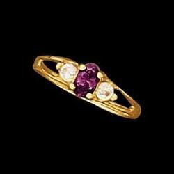 14K Yellow Gold Teen Oval Imitation Stone Ringyellow 