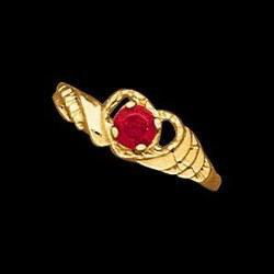 14K Yellow Gold Teen Round Imitation Stone Ringyellow 