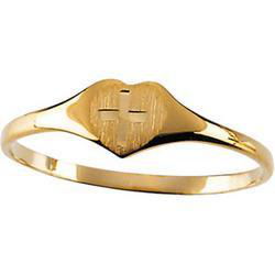 14K Yellow Gold Children's Heart Cross Ringyellow 