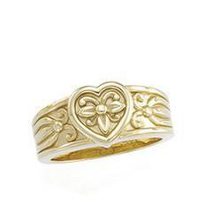 14K Yellow Gold Decorative Panels Fashion Heart Band Ringyellow 
