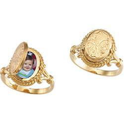 14K Yellow Gold Oval Locket Ringyellow 
