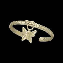 14K Yellow Gold Teen Etched Butterfly Toe Ringyellow 