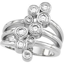 14K White Gold Cubic Zirconia Right Hand Ringwhite 