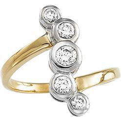 14K Yellow Gold Cubic Zirconia Two Tone Right Hand Ringyellow 