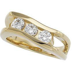 14K Yellow Gold Three 3 Stone Cubic Zirconia Ringyellow 