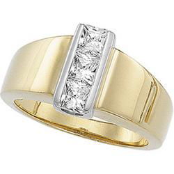 14K Two Tone Gold Three 3 Stone Cubic Zirconia Ringtwo 