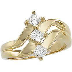 14K Yellow Gold Three 3 Stone Cubic Zirconia Ringyellow 