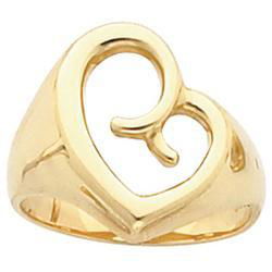 14K Yellow Gold Mother's Love Heart Ringyellow 
