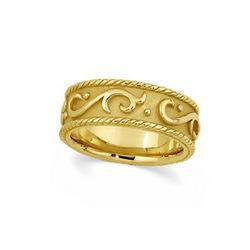14K Yellow Gold Fancy Band Ringyellow 