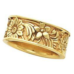 14K Yellow Gold Fancy Band Ringyellow 