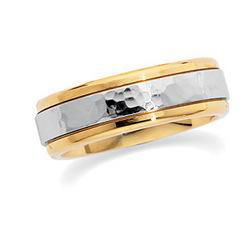 Platinum & 18K Yellow Gold Design Band With Hammer Finishplatinum 