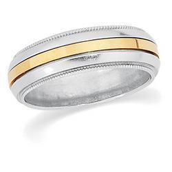 18K Yellow Gold & Stainless Steel Comfort Fit Bandyellow 