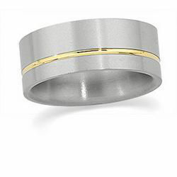 Titanium & 18K Yellow Gold Bridal Design Comfort Fit Bandtitanium 