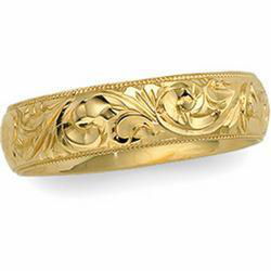 14K Yellow Gold Hand Engraved Bandyellow 