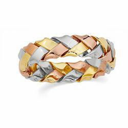 14K Yellow Gold Tri Color Hand Woven Bandyellow 