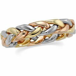 14K Yellow Gold Tri Color Hand Woven Bandyellow 