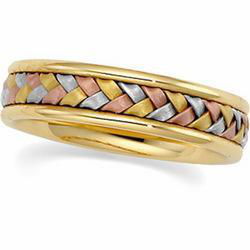 14K Yellow Gold Tri Color Hand Woven Bandyellow 