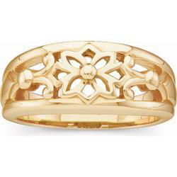14K Yellow Gold Decorative Panels Fashion Band Ringyellow 