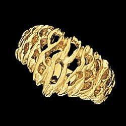 14K Yellow Gold Nugget V Shape Bandyellow 