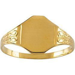 14K Yellow Gold Children's Signet Filigree Ringyellow 
