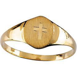 14K Yellow Gold Children's Signet Cross Ringyellow 