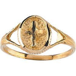 14K Yellow Gold Teen Diamond Cut Cross Ringyellow 