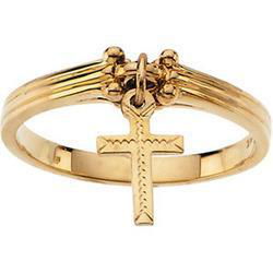 14K Yellow Gold Ring & Cross Attached - Size 6yellow 
