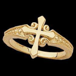 14K Yellow Gold Cross Ringyellow 