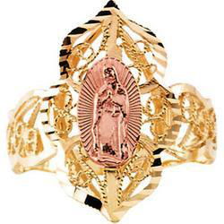 14K Yellow Gold Two Tone Our Lady Of Guadalupe Ring - Size 6yellow 
