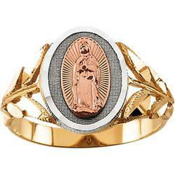 14K Yellow Gold Tri-Color Lady /Guadalupe Ring - Size 6yellow 