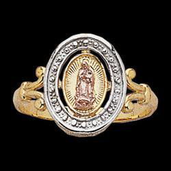 14K Yellow Gold Tri-Color Lady /Guadalupe Ring - Size 6yellow 