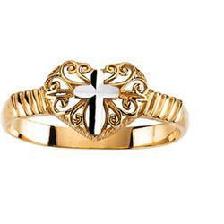 14K Yellow Gold Two Tone Cross Ring - Size 6yellow 