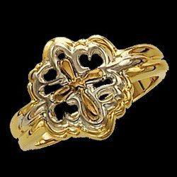 14K Two Tone Gold Cross Ringtwo 